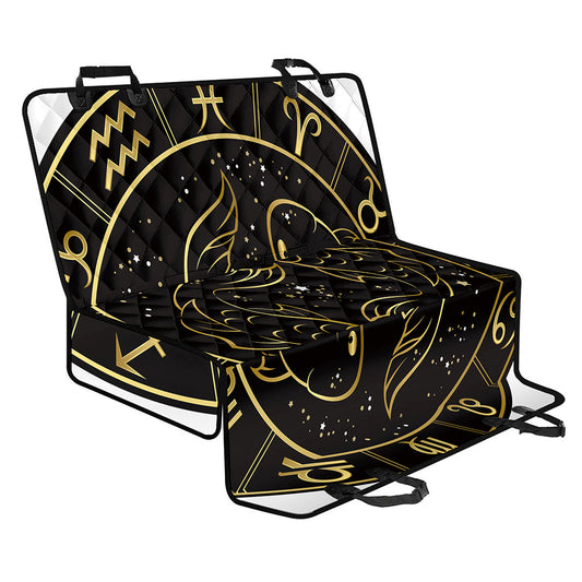 Gold And Black Pisces Sign Print Pet Car Back Seat Cover