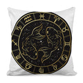 Gold And Black Pisces Sign Print Pillow Cover