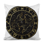 Gold And Black Pisces Sign Print Pillow Cover
