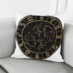 Gold And Black Pisces Sign Print Pillow Cover