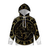 Gold And Black Pisces Sign Print Pullover Hoodie