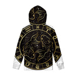 Gold And Black Pisces Sign Print Pullover Hoodie