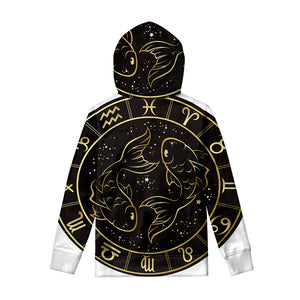 Gold And Black Pisces Sign Print Pullover Hoodie