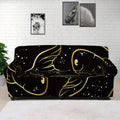 Gold And Black Pisces Sign Print Sofa Cover