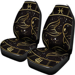 Gold And Black Pisces Sign Print Universal Fit Car Seat Covers