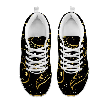 Gold And Black Pisces Sign Print White Sneakers