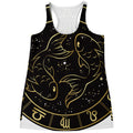 Gold And Black Pisces Sign Print Women's Racerback Tank Top