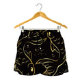 Gold And Black Pisces Sign Print Women's Shorts