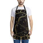 Gold And Black Sagittarius Sign Print Apron