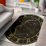 Gold And Black Sagittarius Sign Print Area Rug