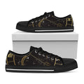 Gold And Black Sagittarius Sign Print Black Low Top Sneakers