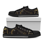 Gold And Black Sagittarius Sign Print Black Low Top Shoes 