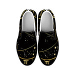 Gold And Black Sagittarius Sign Print Black Slip On Shoes