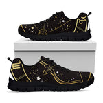 Gold And Black Sagittarius Sign Print Black Sneakers