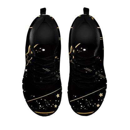 Gold And Black Sagittarius Sign Print Black Sneakers