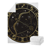 Gold And Black Sagittarius Sign Print Blanket