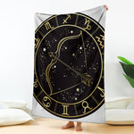 Gold And Black Sagittarius Sign Print Blanket