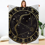 Gold And Black Sagittarius Sign Print Blanket