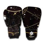 Gold And Black Sagittarius Sign Print Boxing Gloves