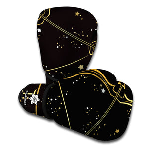 Gold And Black Sagittarius Sign Print Boxing Gloves