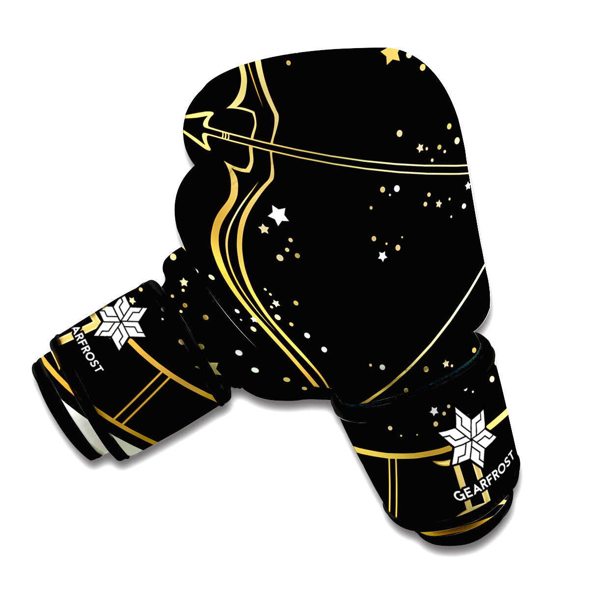 Gold And Black Sagittarius Sign Print Boxing Gloves