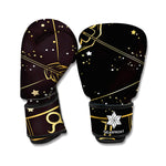 Gold And Black Sagittarius Sign Print Boxing Gloves