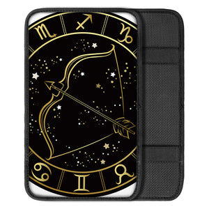 Gold And Black Sagittarius Sign Print Car Center Console Cover