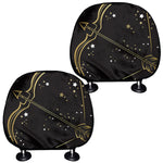 Gold And Black Sagittarius Sign Print Car Headrest Covers
