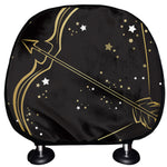 Gold And Black Sagittarius Sign Print Car Headrest Covers