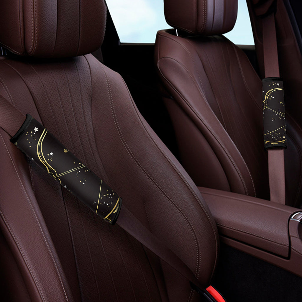 Gold And Black Sagittarius Sign Print Car Seat Belt Covers