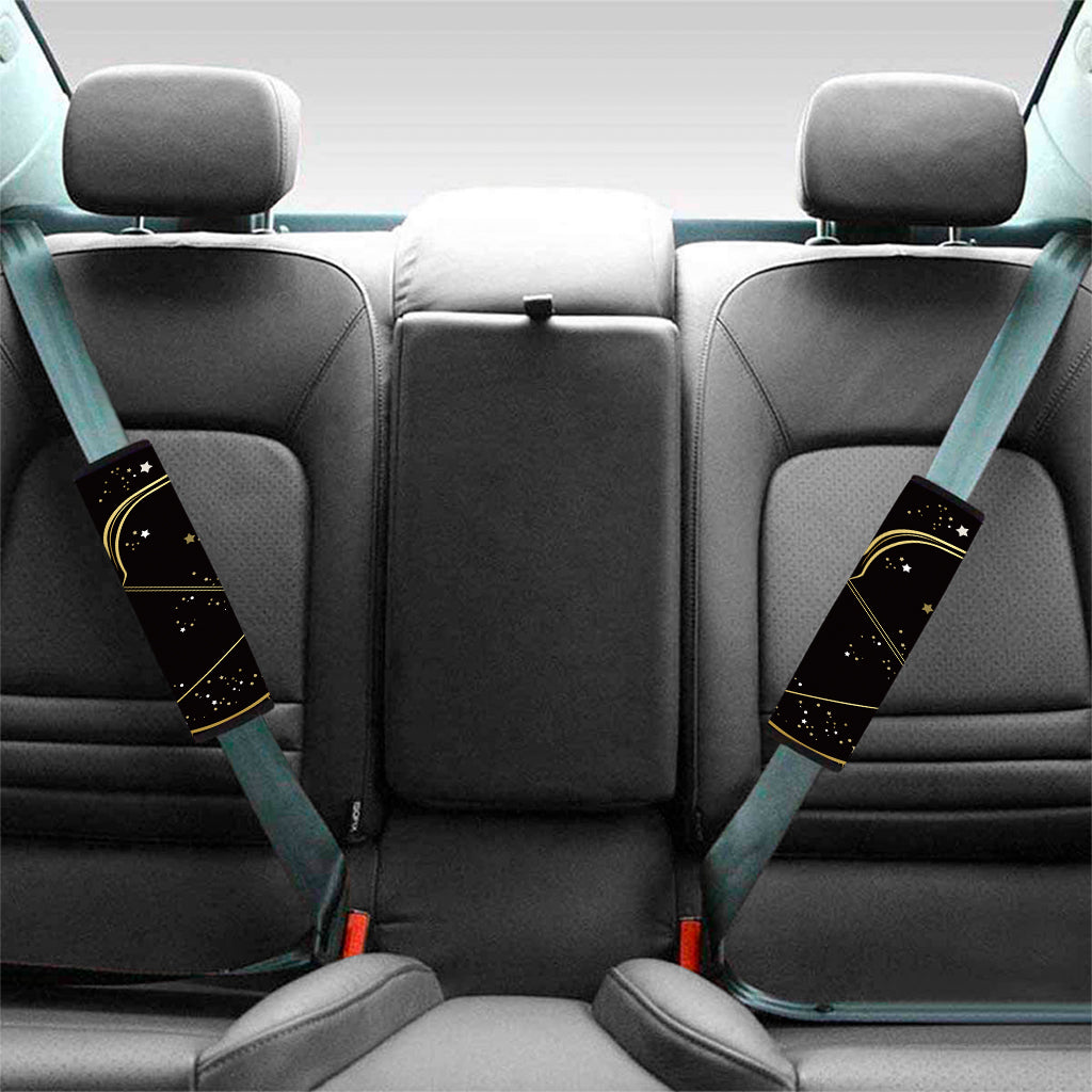 Gold And Black Sagittarius Sign Print Car Seat Belt Covers