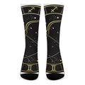Gold And Black Sagittarius Sign Print Crew Socks