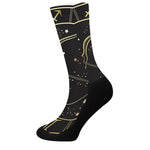 Gold And Black Sagittarius Sign Print Crew Socks