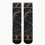 Gold And Black Sagittarius Sign Print Crew Socks