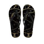 Gold And Black Sagittarius Sign Print Flip Flops