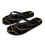 Gold And Black Sagittarius Sign Print Flip Flops