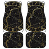 Gold And Black Sagittarius Sign Print Front and Back Car Floor Mats