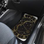 Gold And Black Sagittarius Sign Print Front and Back Car Floor Mats