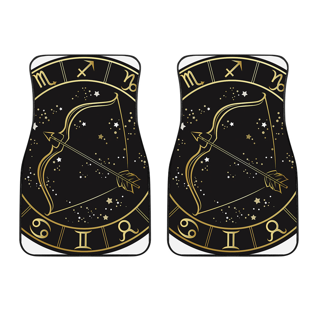 Gold And Black Sagittarius Sign Print Front Car Floor Mats