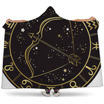 Gold And Black Sagittarius Sign Print Hooded Blanket