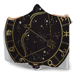 Gold And Black Sagittarius Sign Print Hooded Blanket