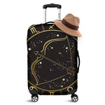 Gold And Black Sagittarius Sign Print Luggage Cover