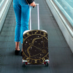 Gold And Black Sagittarius Sign Print Luggage Cover