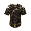 Gold And Black Sagittarius Sign Print Men's Baseball Jersey