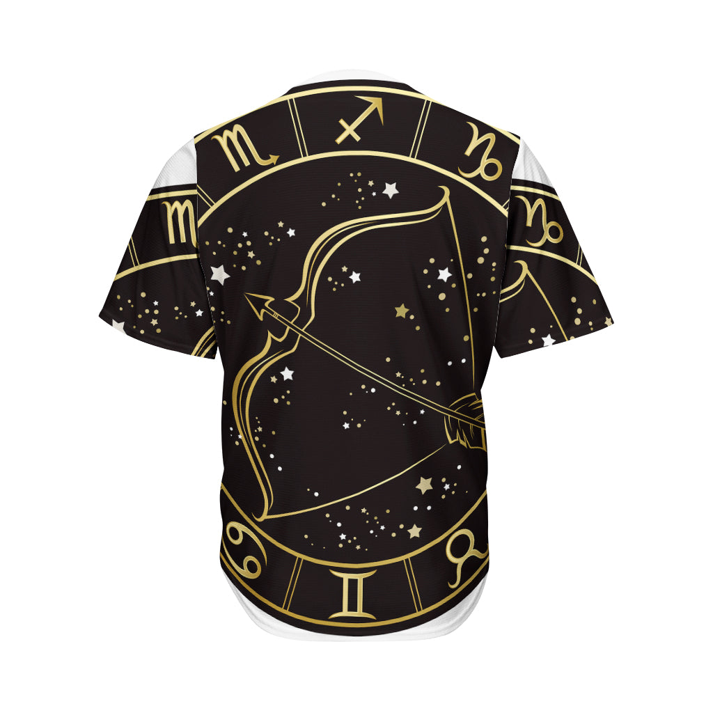 Gold And Black Sagittarius Sign Print Men's Baseball Jersey