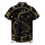 Gold And Black Sagittarius Sign Print Men's Short Sleeve Shirt