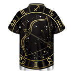 Gold And Black Sagittarius Sign Print Men's Short Sleeve Shirt