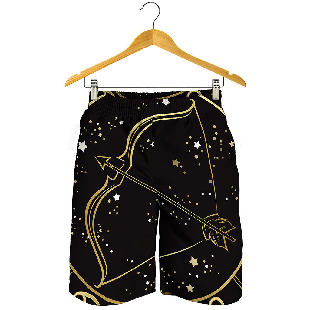 Gold And Black Sagittarius Sign Print Men's Shorts