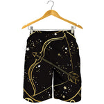 Gold And Black Sagittarius Sign Print Men's Shorts