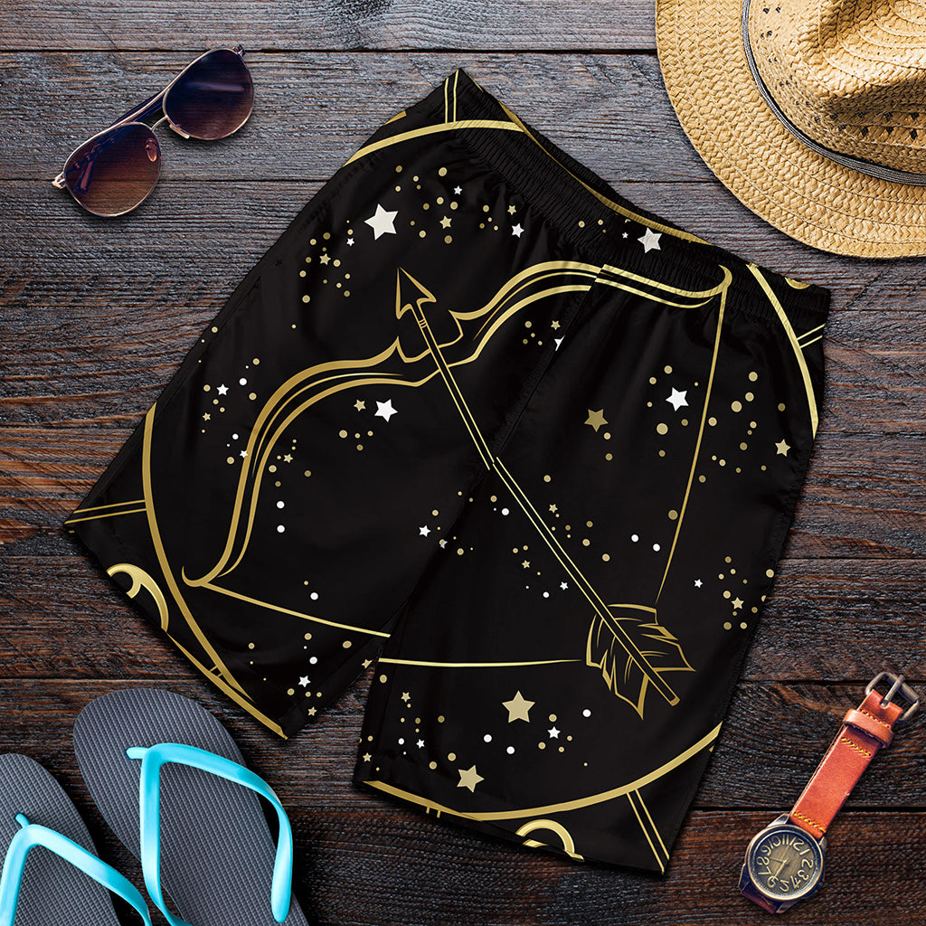 Gold And Black Sagittarius Sign Print Men's Shorts